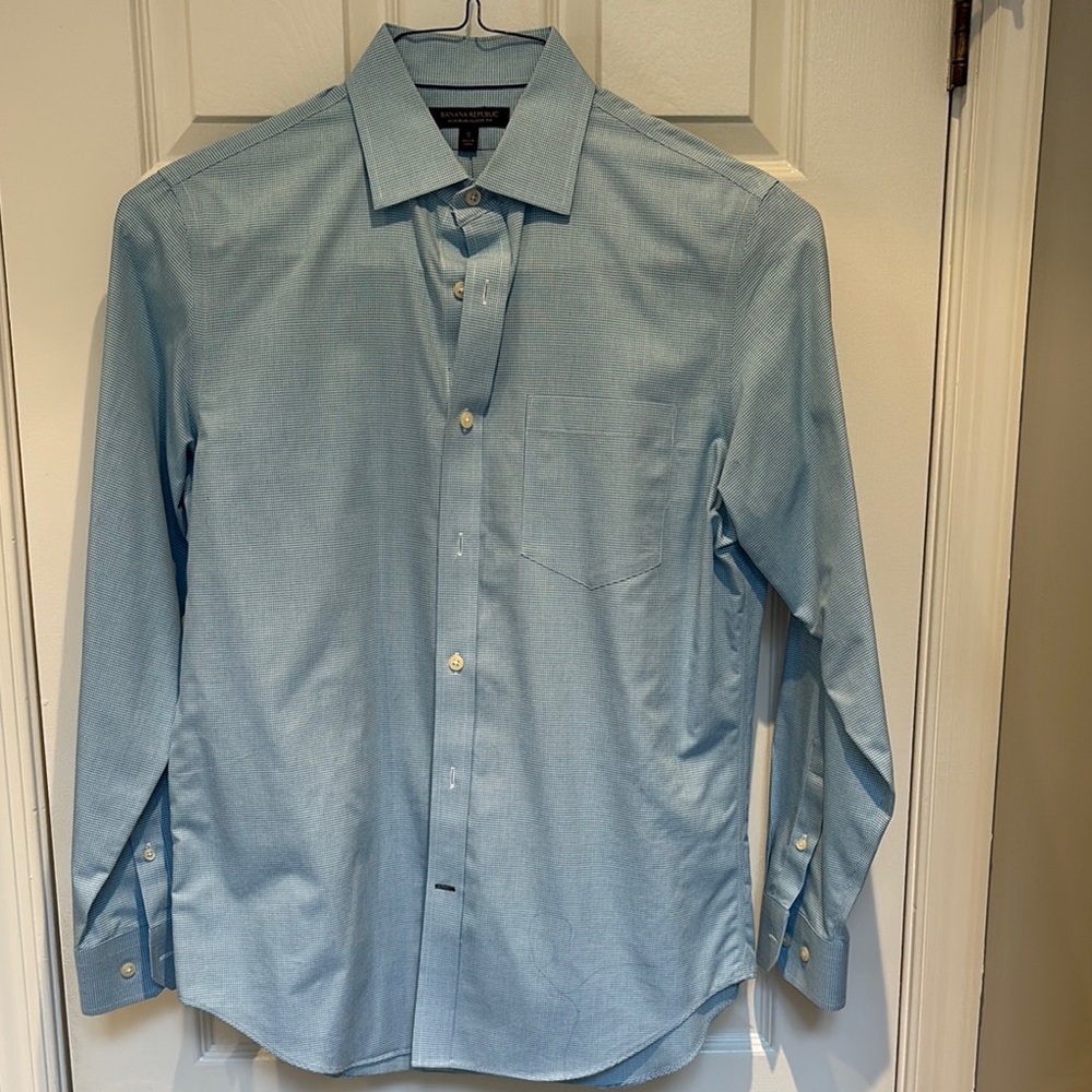 Banana Republic Blue/GreenDress Shirt Non Iron Classic Fit Small